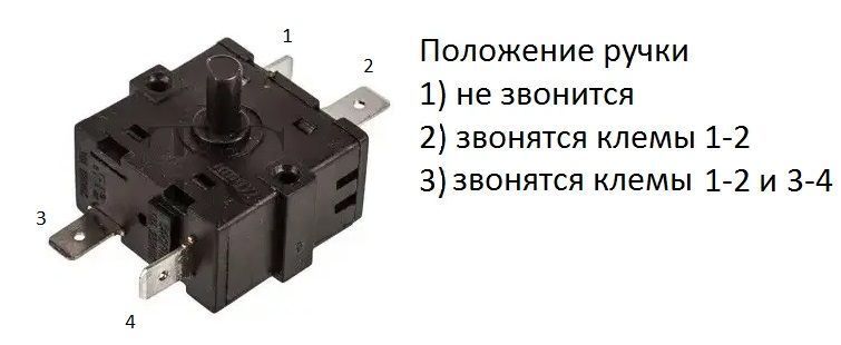 Перемикач поворотний для бойлера 16А 250V T125 на 4 контакти