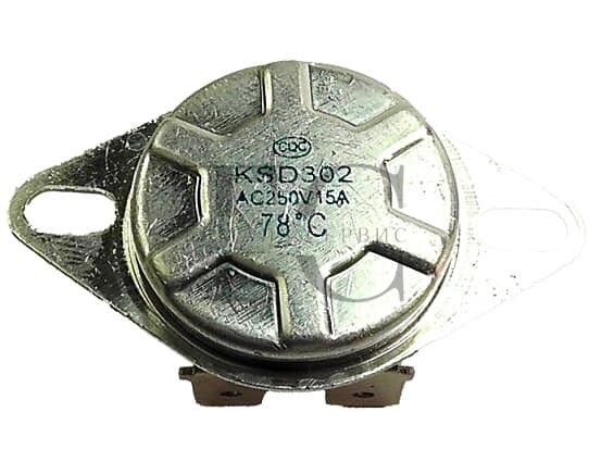 Термозапобіжник KSD302 для бойлера на 78°C 15A на 4 клеми круглий