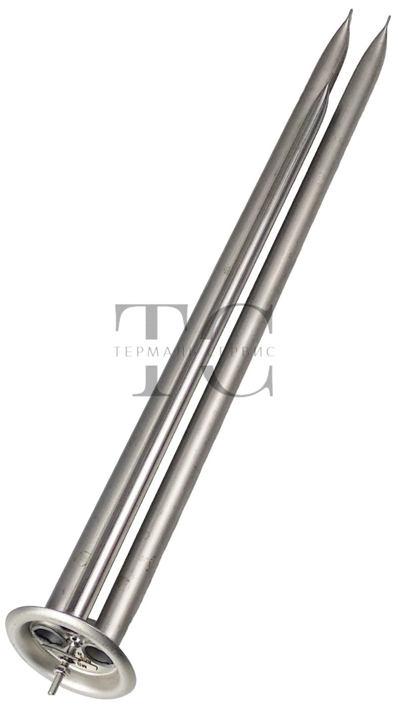Фланец колба для двух сухих тэнов Ø63 L-420mm нержавеющая сталь анод М6