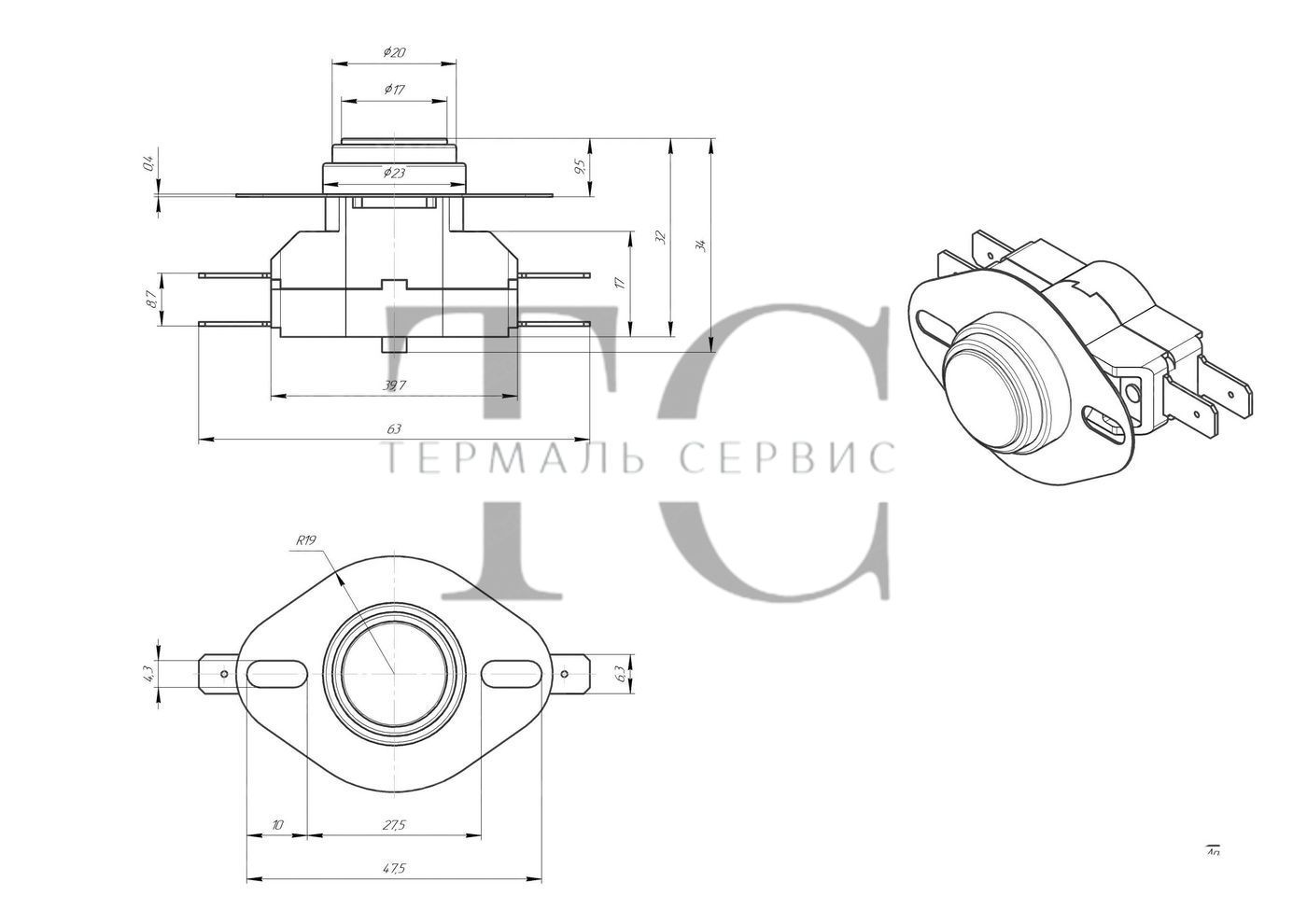 Термостат отсекатель 90NC 16А ELTH (CEBI) T130 для бойлера Gorenje 482993